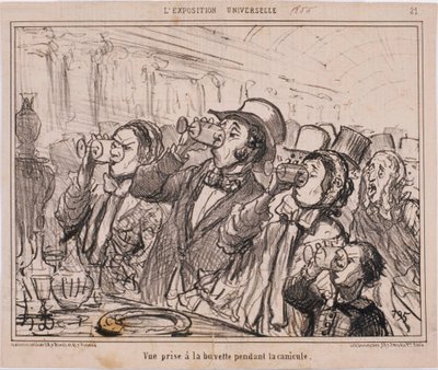 The Universal Exposition - View Taken at the Refreshment Stand During the Heatwave by Honoré Daumier